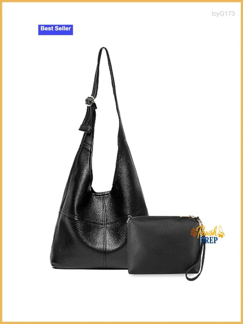Vegan Leather Hobo Shoulder Bag with Wristlet, Magnetic Closure, Adjustable
